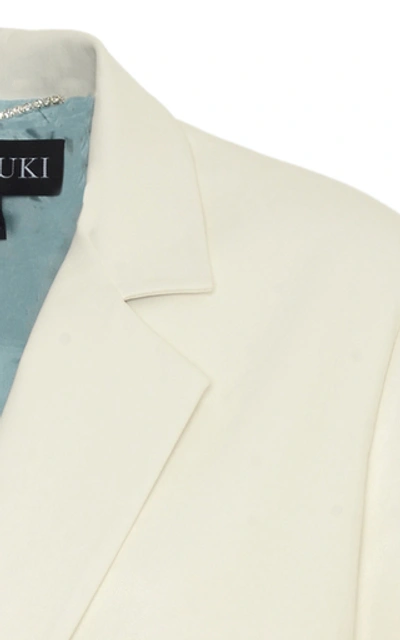 Shop Anouki Double-breasted Leather-effect Blazer In White