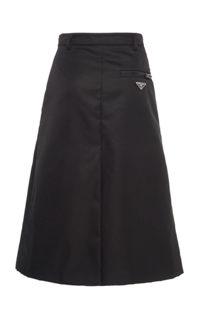 Shop Prada Nylon Midi Skirt In Black