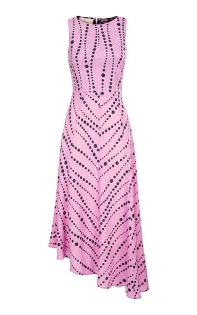 Shop La Doublej Pina Printed Crepe Midi Dress In Pink