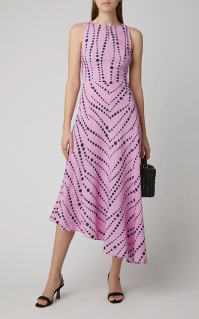 Shop La Doublej Pina Printed Crepe Midi Dress In Pink