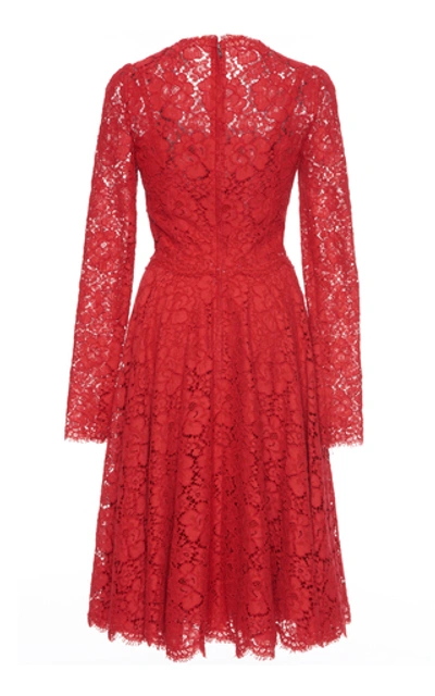 Shop Dolce & Gabbana Cotton-blend Guipure Lace Dress In Red