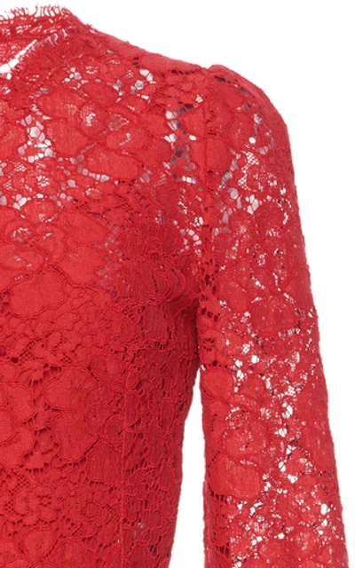 Shop Dolce & Gabbana Cotton-blend Guipure Lace Dress In Red