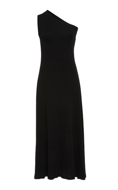 Shop Rosetta Getty One-shoulder Cotton Maxi Dress In Black