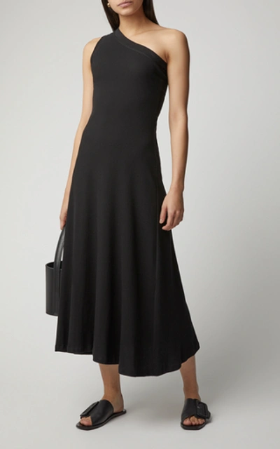 Shop Rosetta Getty One-shoulder Cotton Maxi Dress In Black