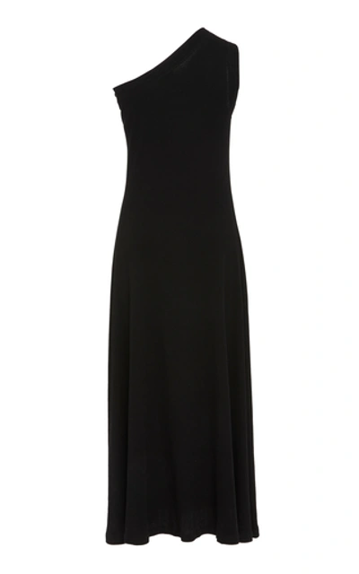 Shop Rosetta Getty One-shoulder Cotton Maxi Dress In Black