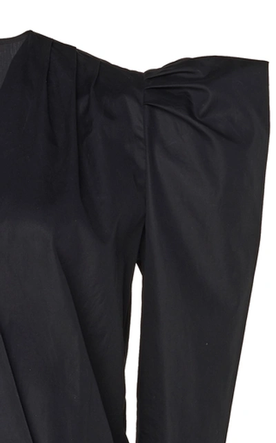 Shop Zeynep Arcay Wrap-front Cotton Body Suit In Black