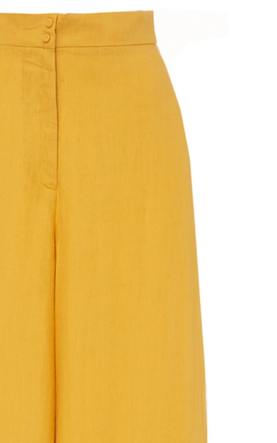 Shop Andres Otalora Aguirre Linen Wide Leg Pants In Yellow