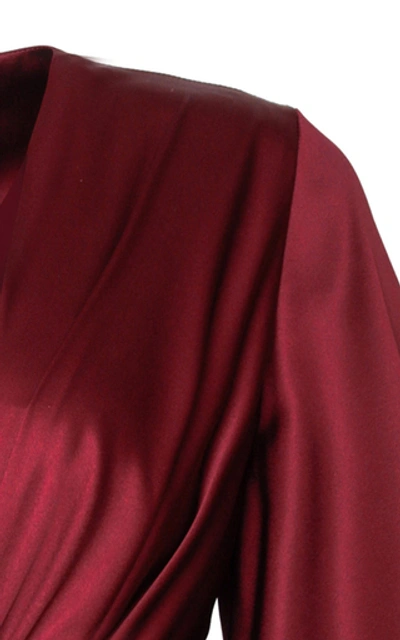 Shop Alexandre Vauthier Ruched Silk-blend Satin Mini Dress In Burgundy