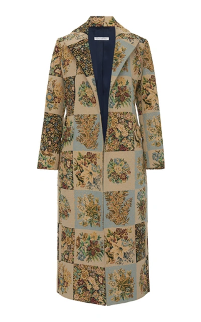 Shop Oscar De La Renta Floral Cotton-blend Jacquard Coat
