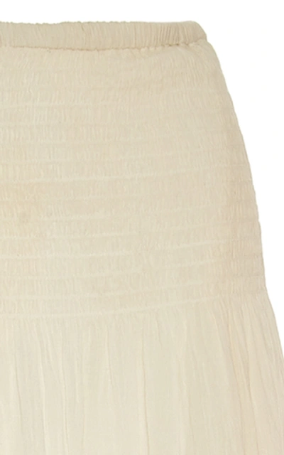 Shop Anaak Lago Embroidered Cotton-voile Maxi Skirt In White