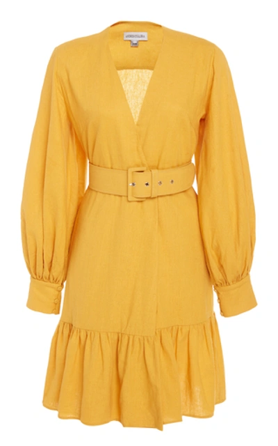 Shop Andres Otalora Barinas Mini Dress With Belt In Yellow