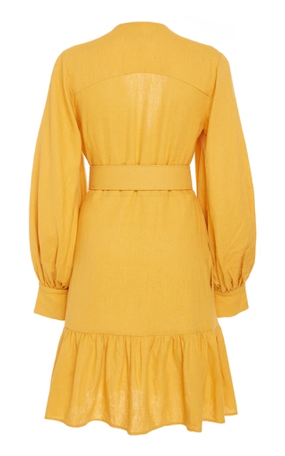 Shop Andres Otalora Barinas Mini Dress With Belt In Yellow