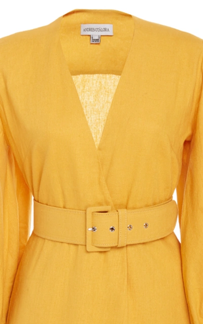 Shop Andres Otalora Barinas Mini Dress With Belt In Yellow