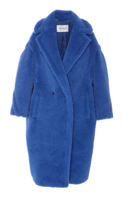 Shop Max Mara Tedgirl Oversized Alpaca And Wool-blend Coat In Blue