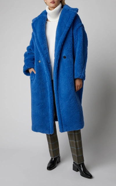 Shop Max Mara Tedgirl Oversized Alpaca And Wool-blend Coat In Blue