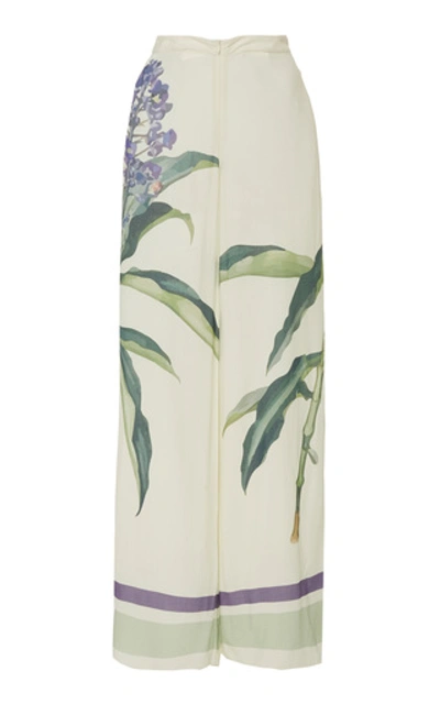 Shop Adriana Degreas Printed Stretch-jersey Wide-leg Pants In White