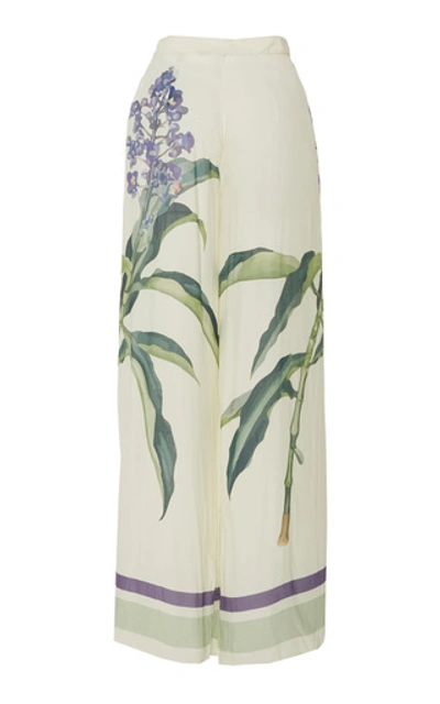 Shop Adriana Degreas Printed Stretch-jersey Wide-leg Pants In White