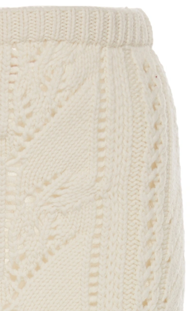 Shop Brock Collection Photo Pointelle-knit Wool And Cashmere Blend Pencil S In White