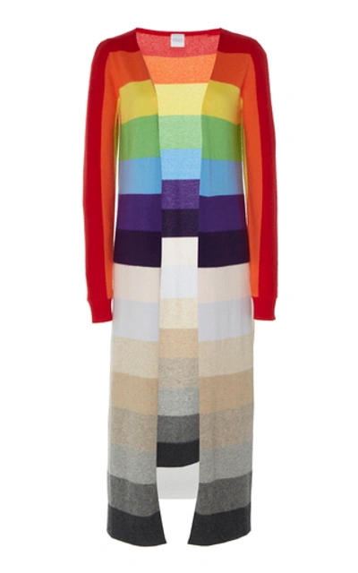 Shop Madeleine Thompson Pricus Multicolor Striped Cashmere Long Cardigan