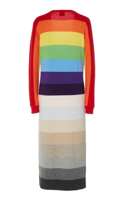 Shop Madeleine Thompson Pricus Multicolor Striped Cashmere Long Cardigan