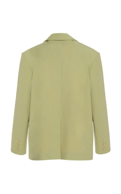 Shop Anouki Single-breasted Wool-effect Blazer In Green