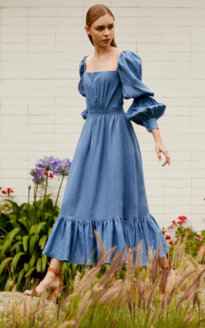 Shop Andres Otalora Cisneros Midi Dress In Blue