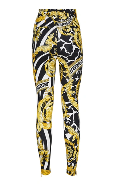 Shop Versace High-rise Gabardine Pants In Yellow