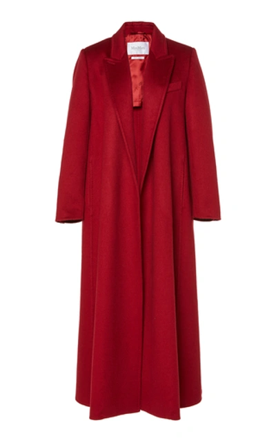 Shop Max Mara Kriss Brushed Cashmere Coat In Red