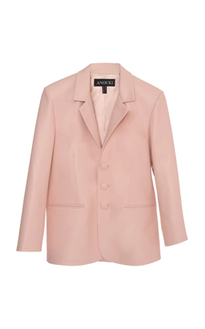 Shop Anouki Single-breasted Leather-effect Blazer In Pink