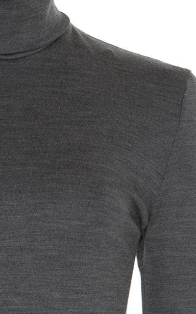 Shop Isabel Marant Doyela Knit Wool Mock Neck Top In Grey