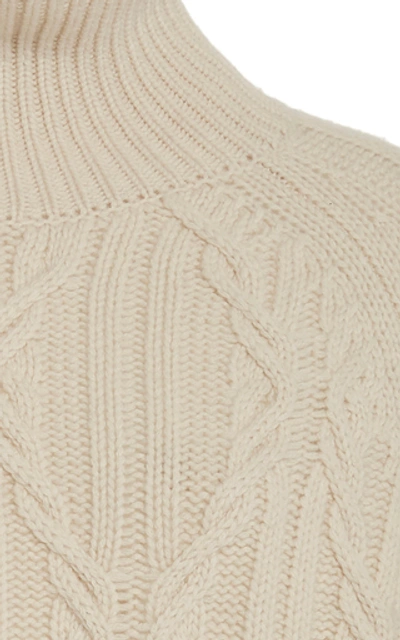 Shop Nili Lotan Meyra Cashmere Cable-knit Turtleneck Sweater In White
