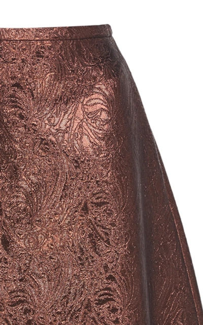 Shop Rochas Brocade Textured Skirt In Brown