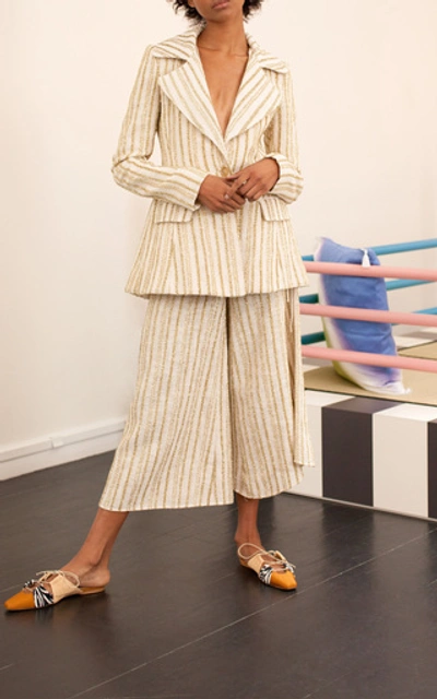 Shop Rosie Assoulin Blaze Your Saddles Striped Cotton-blend Blazer