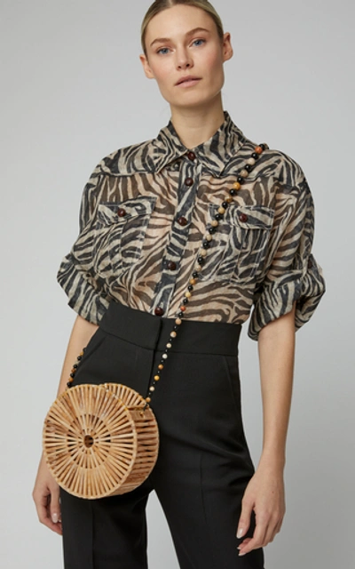 Shop Cult Gaia Luna Acrylic Shoulder Bag In Brown