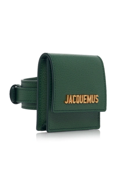 Shop Jacquemus Le Sac Textured-leather Bracelet  In Green