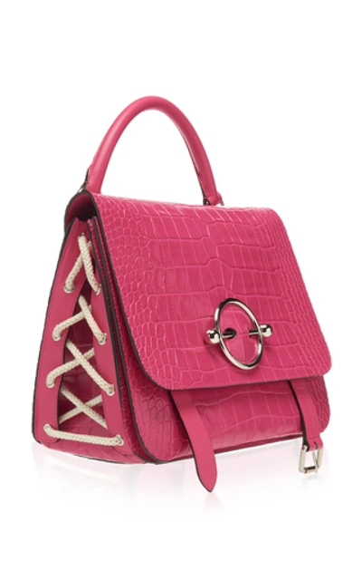 Shop Jw Anderson Croc Embossed Disc Satchel In Pink