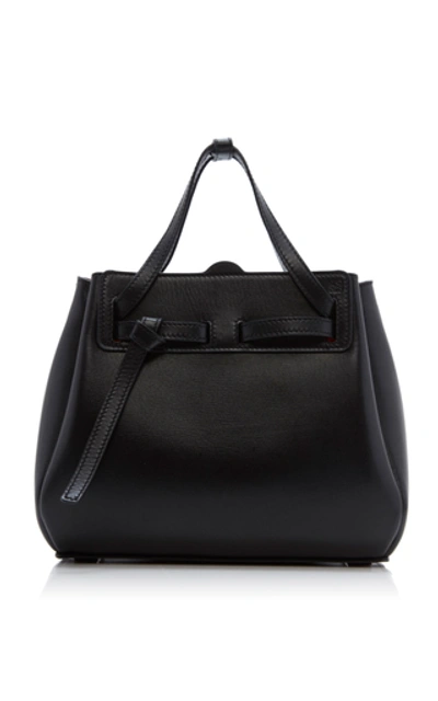 Shop Loewe Lazo Mini Leather Bag  In Black
