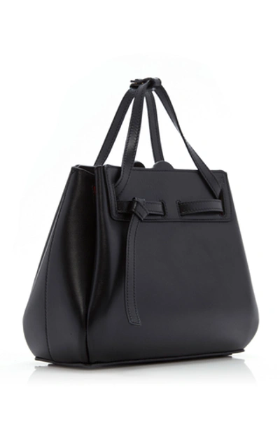 Shop Loewe Lazo Mini Leather Bag  In Black