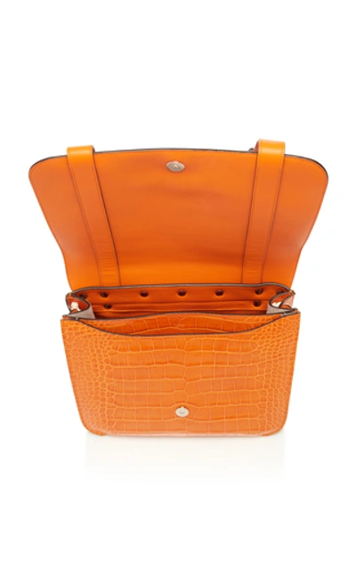 Shop Jw Anderson Croc Embossed Disc Satchel In Orange