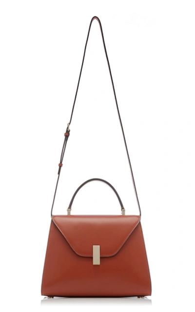 Shop Valextra Iside Medium Leather Top Handle Bag In Brown