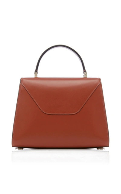 Shop Valextra Iside Medium Leather Top Handle Bag In Brown