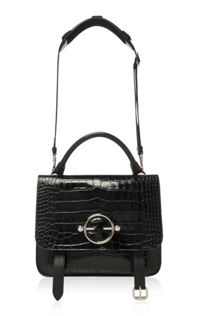 Shop Jw Anderson Croc Embossed Disc Satchel In Black