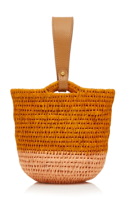 Shop Khokho Zandi Leather-trimmed Straw Bucket Bag In Multi