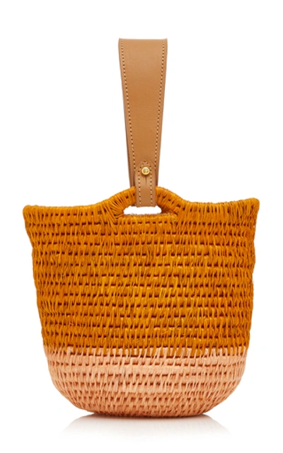 Shop Khokho Zandi Leather-trimmed Straw Bucket Bag In Multi