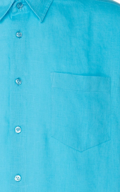 Shop Vilebrequin Caroubis Linen T-shirt In Blue