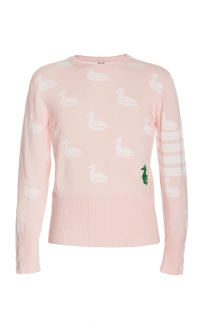 Shop Thom Browne Intarsia-knit Cashmere-blend Sweater In Pink