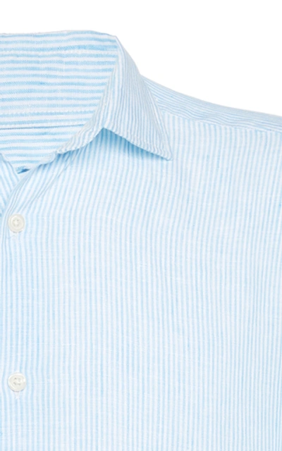 Shop Frescobol Carioca Linen Button-up Shirt In Stripe
