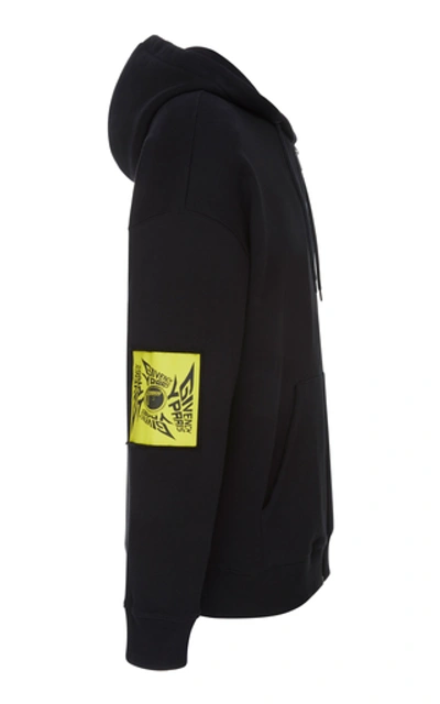 Shop Givenchy Printed Cotton-poplin Hooded Sweatshirt In Black