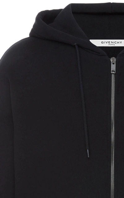 Shop Givenchy Printed Cotton-poplin Hooded Sweatshirt In Black