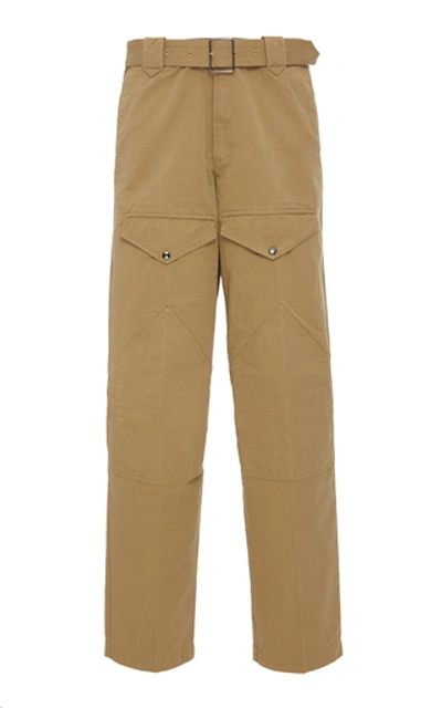 Shop Givenchy Belted Cotton And Linen Cargo Chinos In Neutral